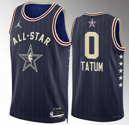 Men's #0 Jayson Tatum Navy 2024 All Star Icon Heat Press Jersey