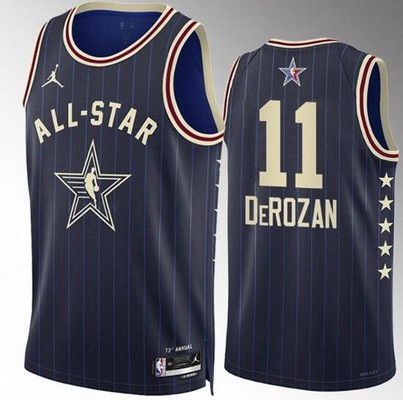 Men's #11 DeMar DeRozan Navy 2024 All Star Icon Heat Press Jersey