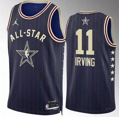 Men's #11 Kyrie Irving Navy 2024 All Star Icon Heat Press Jersey