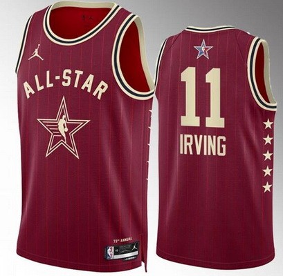 Men's #11 Kyrie Irving Red 2024 All Star Icon Heat Press Jersey