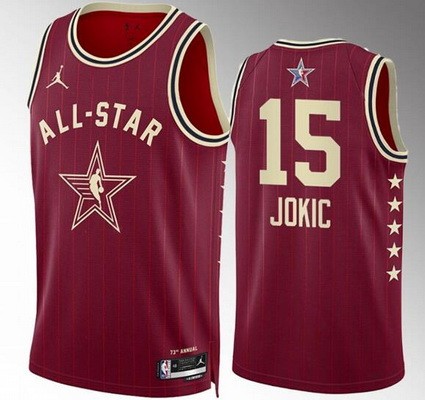 Men's #15 Nikola Jokic Red 2024 All Star Icon Heat Press Jersey