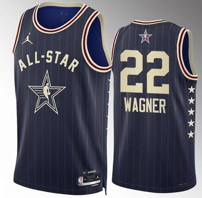 Men's #22 Franz Wagner Navy 2024 All Star Icon Heat Press Jersey