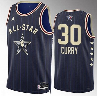 Men's #30 Stephen Curry Navy 2024 All Star Icon Heat Press Jersey
