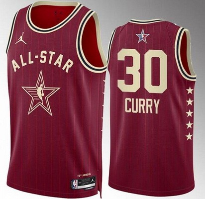Men's #30 Stephen Curry Red 2024 All Star Icon Heat Press Jersey