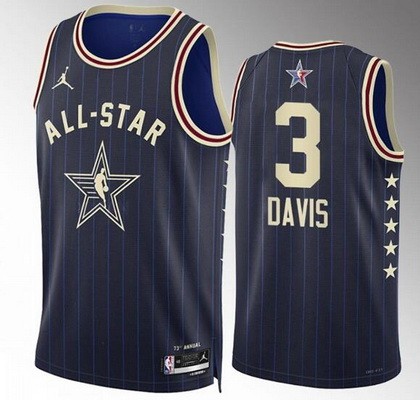 Men's #3 Anthony Davis Navy 2024 All Star Icon Heat Press Jersey