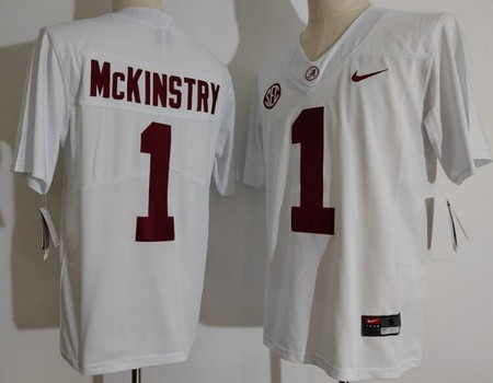 Men's Alabama Crimson Tide #1 Kool Aid McKinstry Limited White College Football Jersey