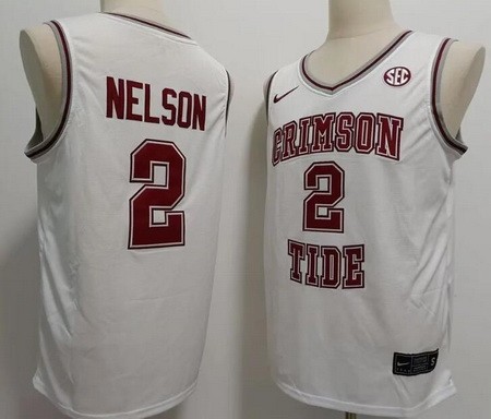 Men's Alabama Crimson Tide #2 Grant Nelson White College Basketball Jersey