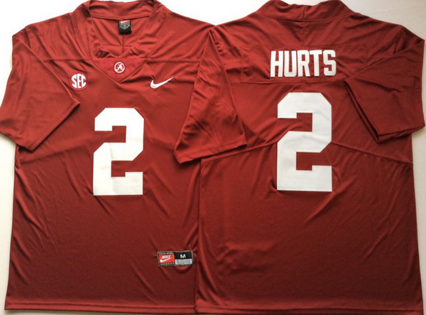 Men's Alabama Crimson Tide #2 Jalen Hurts Limited Red 2018 Rush Color College Football Jersey