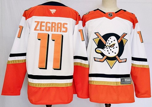 Men's Anaheim Ducks #11 Trevor Zegras White Authentic Jersey
