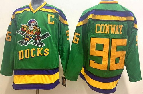 Men's Anaheim Ducks #96 Charlie Conway Green Throwback Jersey
