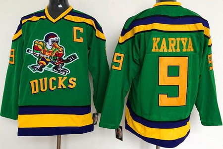 Men's Anaheim Ducks #9 Paul Kariya Green Movie Hockey Jersey