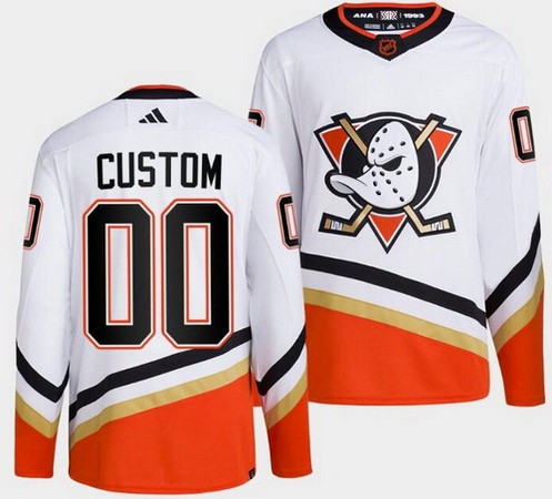 Men's Anaheim Ducks Customized White 2022 Reverse Retro Authentic Jersey