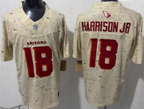 Men's Arizona Cardinals #18 Marvin Harrison Jr Limited Cream Rivalries FUSE Vapor Jersey
