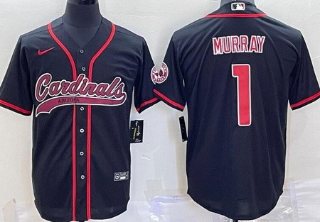 Men's Arizona Cardinals #1 Kyler Murray Limited Black Baseball Jersey