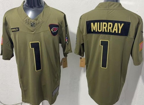 Men's Arizona Cardinals #1 Kyler Murray Limited Green 2025 Salute To Service Jersey