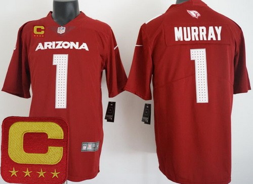 Men's Arizona Cardinals #1 Kyler Murray Limited Red C Patch Vapor Jersey