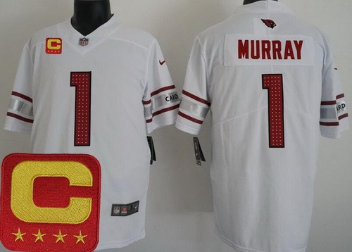 Men's Arizona Cardinals #1 Kyler Murray Limited White C Patch Vapor Jersey