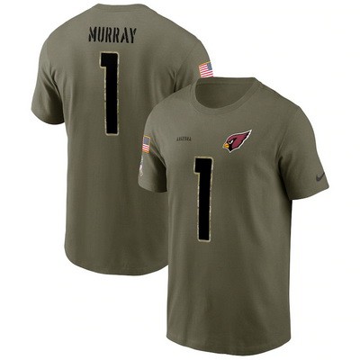 Men's Arizona Cardinals #1 Kyler Murray Olive 2022 Salute To Service T Shirt