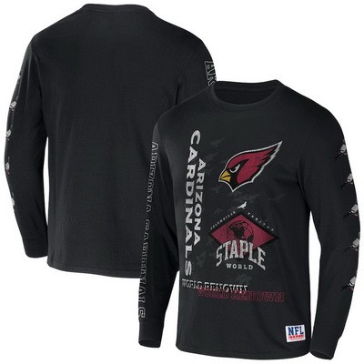 Men's Arizona Cardinals Black NFL x Staple World Renowned Long Sleeve T Shirt