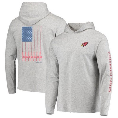 Men's Arizona Cardinals Gray Vineyard Vines Hoodie Long Sleeve T Shirt