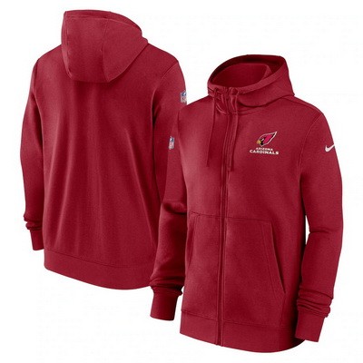 Men's Arizona Cardinals Red Sideline Club Performance Full Zip Hoodie