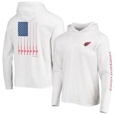 Men's Arizona Cardinals White Vineyard Vines Hoodie Long Sleeve T Shirt