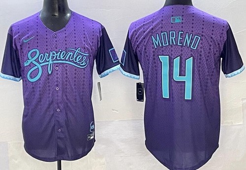 Men's Arizona Diamondbacks #14 Gabriel Moreno Purple 2025 City Connect Limited Jersey