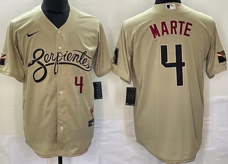 Men's Arizona Diamondbacks #4 Ketel Marte Cream City Player Number Cool Base Jersey