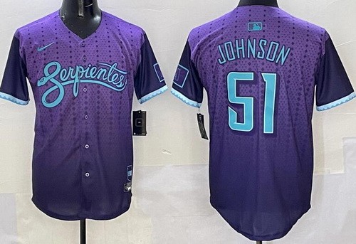 Men's Arizona Diamondbacks #51 Randy Johnson Purple 2025 City Connect Limited Jersey