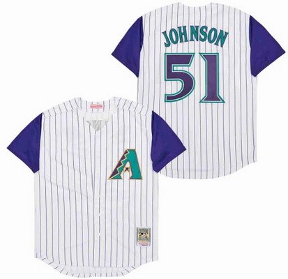 Men's Arizona Diamondbacks #51 Randy Johnson White Throwback Jersey