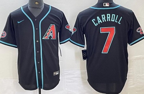 Men's Arizona Diamondbacks #7 Corbin Carroll Black 2024 Cool Base Jersey
