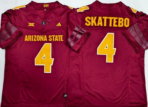 Men's Arizona State Sun Devils #4 Cameron Skattebo Limited Red 2025 FUSE College Football Jersey