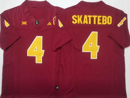Men's Arizona State Sun Devils #4 Cameron Skattebo Limited Red FUSE College Football Jersey