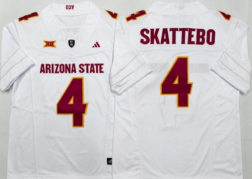 Men's Arizona State Sun Devils #4 Cameron Skattebo Limited White 2025 College Football Jersey
