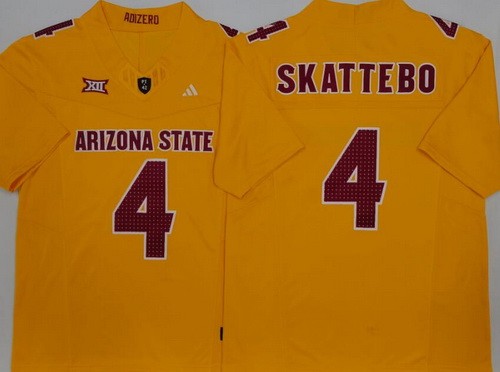 Men's Arizona State Sun Devils #4 Cameron Skattebo Limited Yellow College Football Jersey