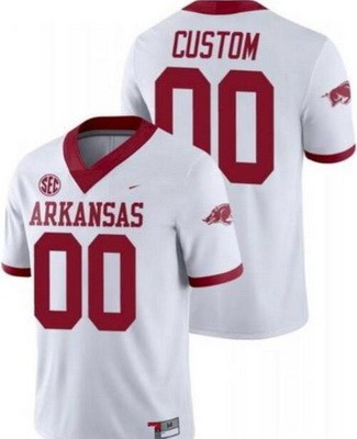 Men's Arkansas Razorbacks Customized Limited White College Football Jersey