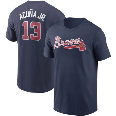Men's Atlanta Braves #13 Ronald Acuna Jr Navy Printed T Shirt 112125