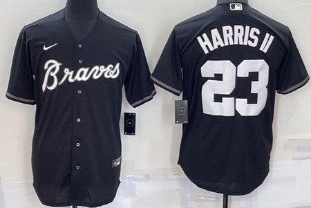 Men's Atlanta Braves #23 Michael Harris II Black Cool Base Jersey