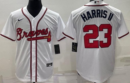 Men's Atlanta Braves #23 Michael Harris II White Cool Base Jersey