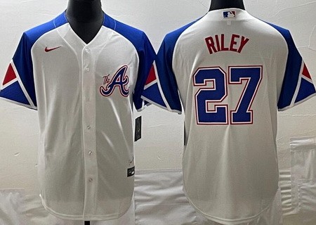 Men's Atlanta Braves #27 Austin Riley White 2013 City Cool base Jersey