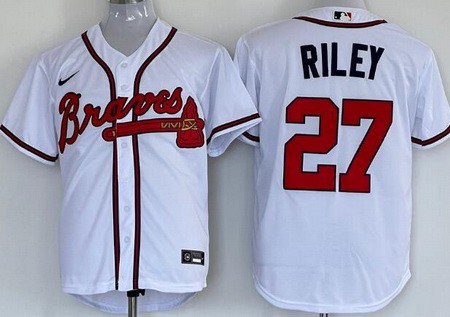 Men's Atlanta Braves #27 Austin Riley White Cool Base Jersey