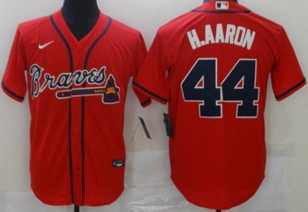 Men's Atlanta Braves #44 Hank Aaron Red Cool Base Jersey