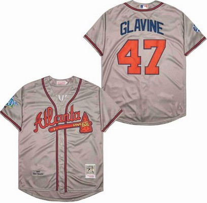 Men's Atlanta Braves #47 Tom Glavine Gray 1999 Throwback Jersey