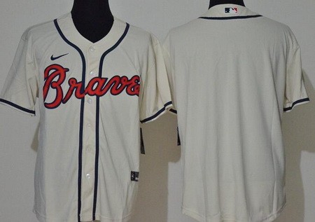 Men's Atlanta Braves Blank Cream Cool Base Jersey