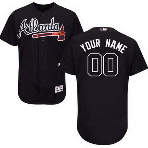 Men's Atlanta Braves Customized Navy Blue FlexBase Jersey