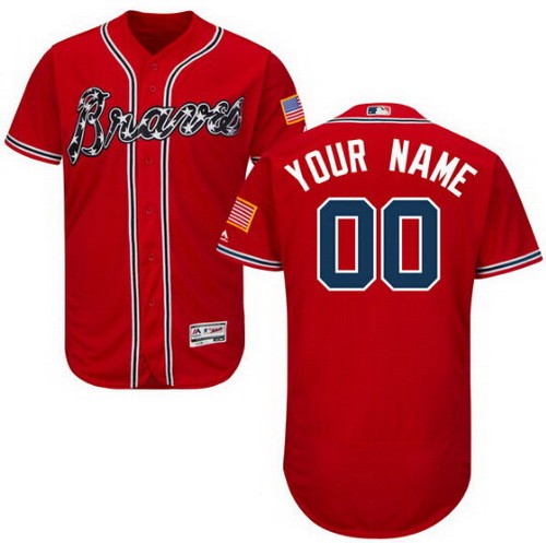 Men's Atlanta Braves Customized Red FlexBase Jersey