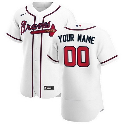 Men's Atlanta Braves Customized White 2020 FlexBase Jersey