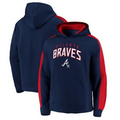 Men's Atlanta Braves Navy Game Time Arch Pullover Hoodie