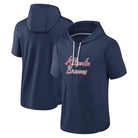 Men's Atlanta Braves Navy Short Sleeve Team Pullover Hoodie 306627