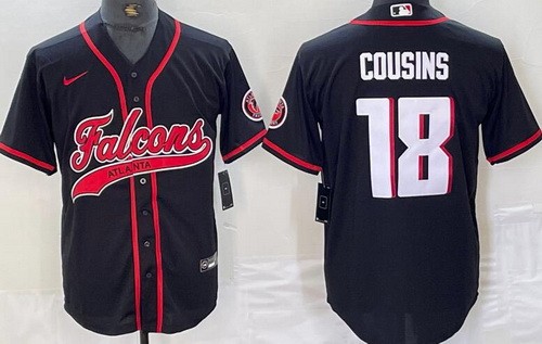 Men's Atlanta Falcons #18 Kirk Cousins Limited Black Baseball Jersey